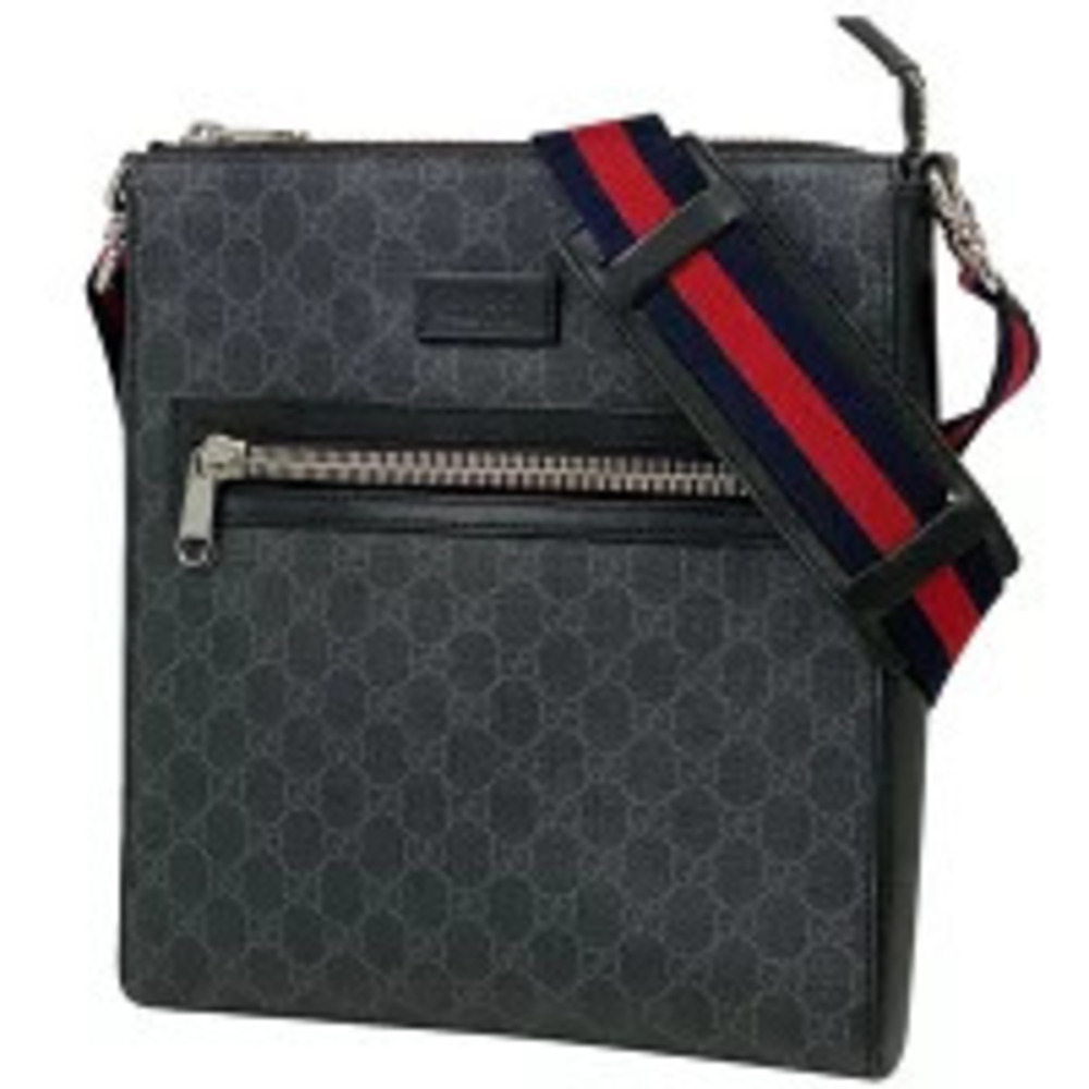 Gucci GG Supreme Sherry Web Shoulder Bag Canvas Black